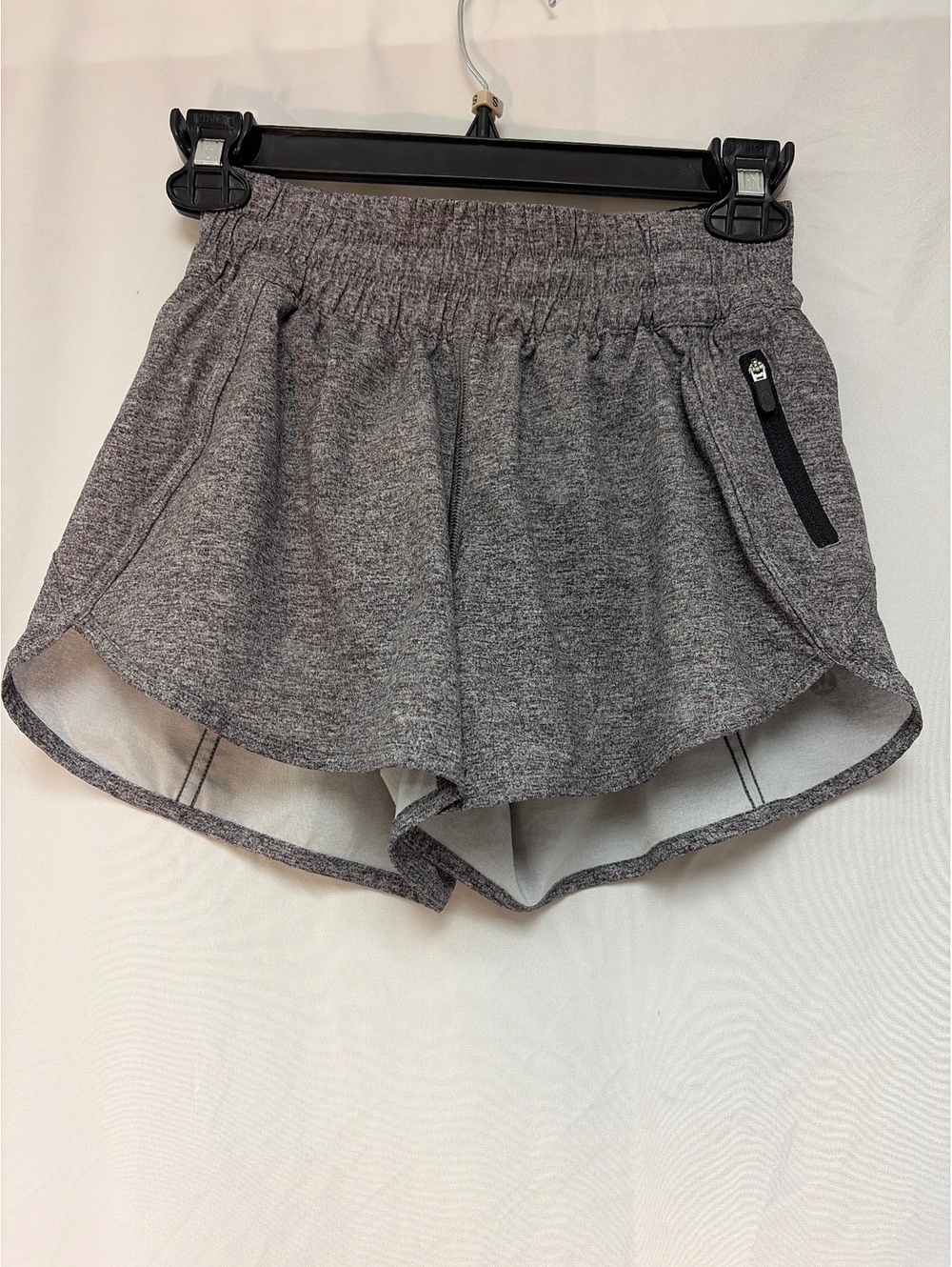 Lululemon Women's Gray Athletic Shorts with Zipper Pocket